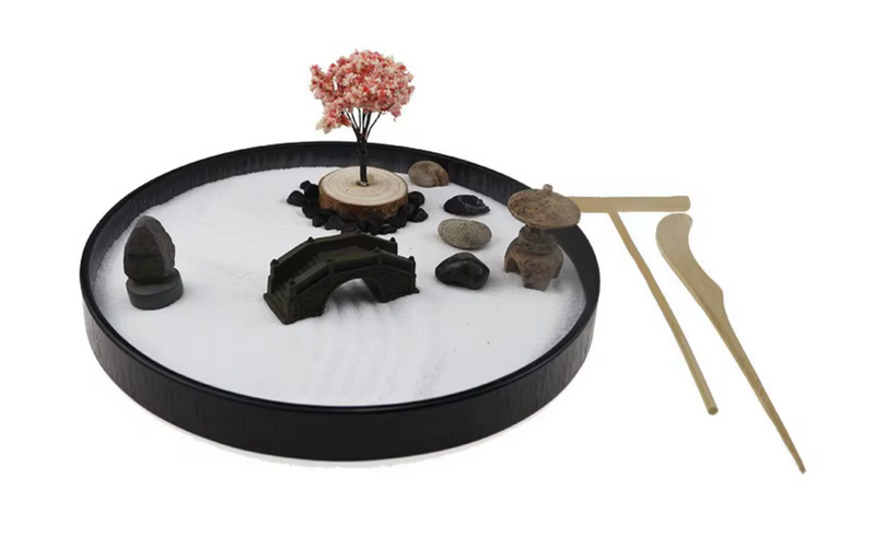 Round Zen Garden Kit with Cherry Blossom
